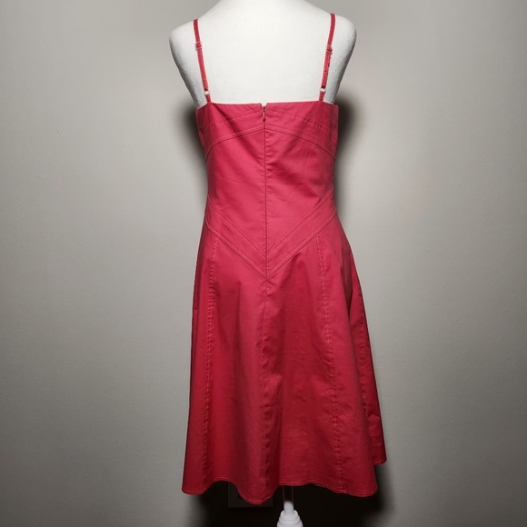 Citrine Hot Pink Vintage 2000s Y2K Fairycore Orange Threaded Dress 6 - Picture 6 of 12